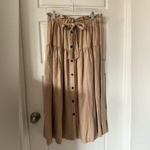 Universal Thread Beige Button-Front A-Line Skirt
